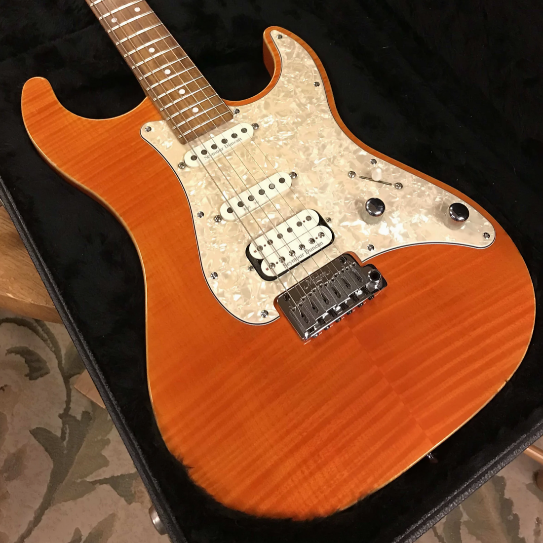 2001 Melancon Classic Artist (S) Flame Orange with Matching Headstock