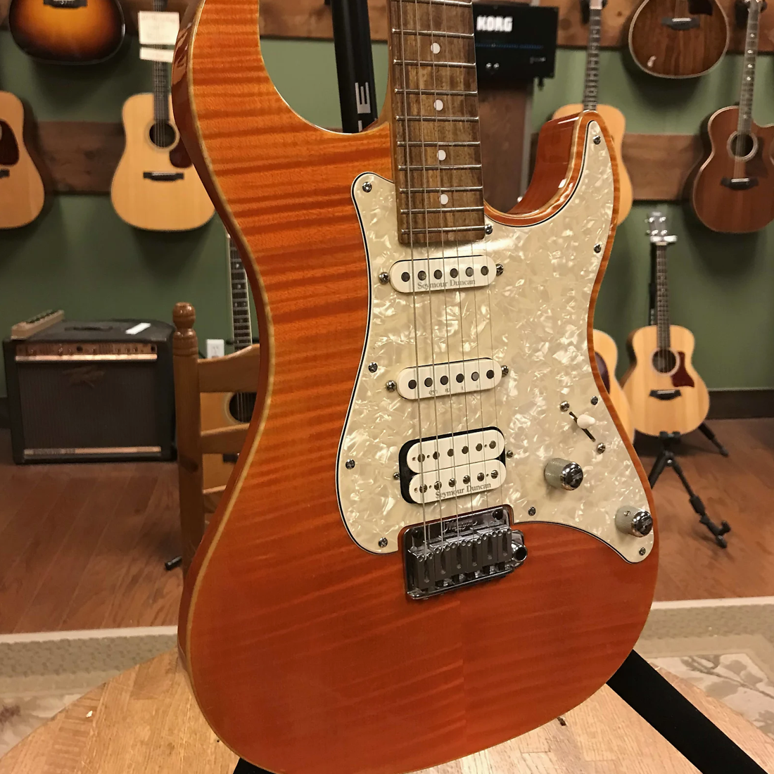 2001 Melancon Classic Artist (S) Flame Orange with Matching Headstock