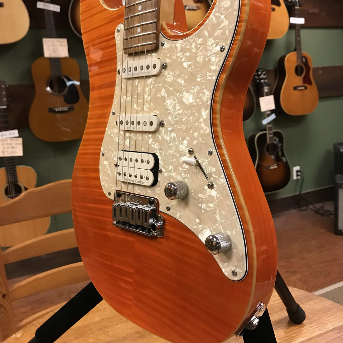 2001 Melancon Classic Artist (S) Flame Orange with Matching Headstock