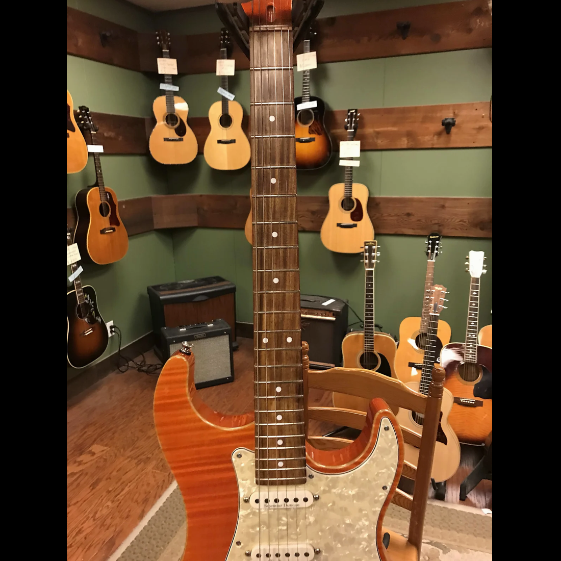 2001 Melancon Classic Artist (S) Flame Orange with Matching Headstock