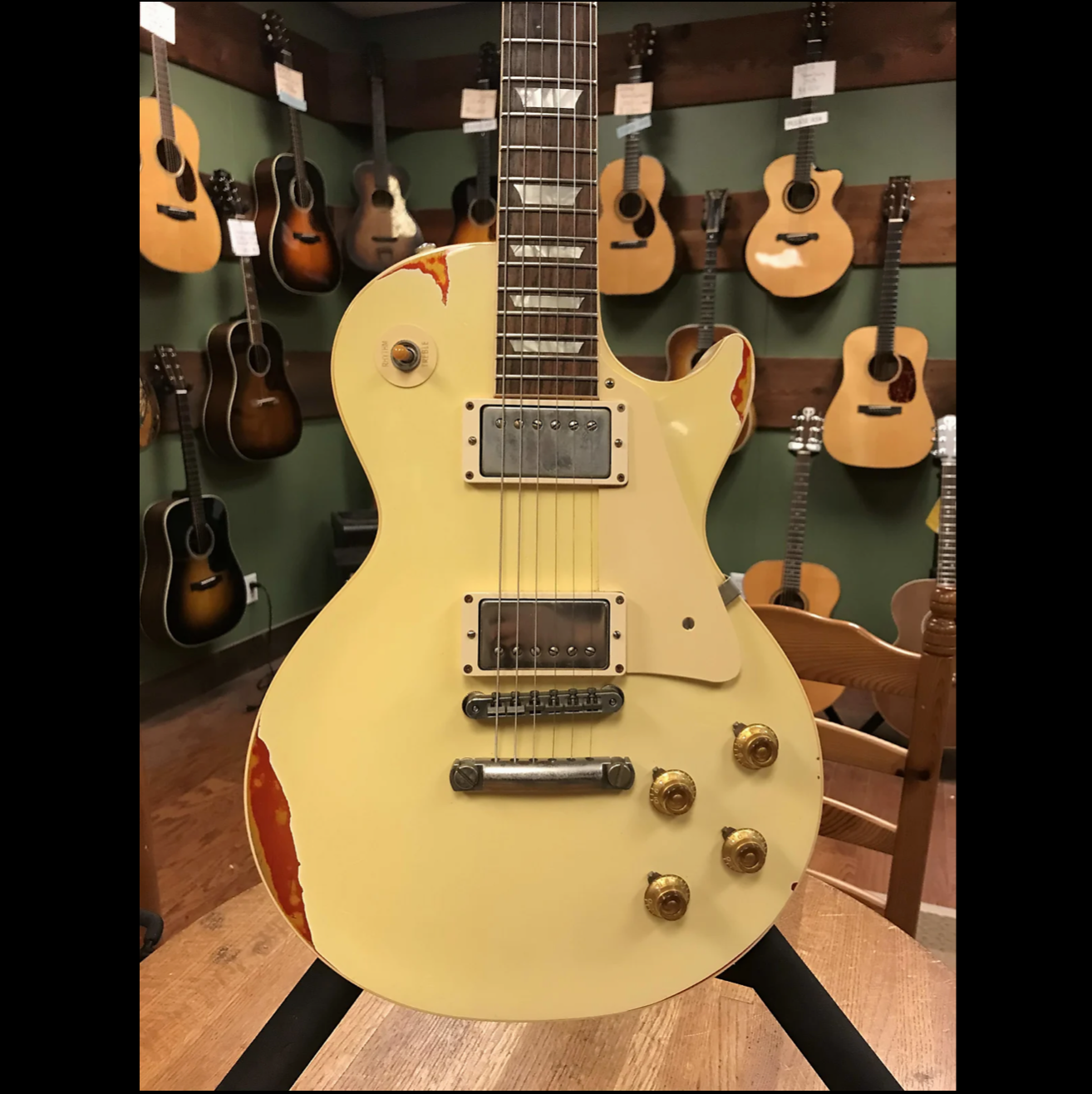 2017 Gibson Custom Shop Les Paul Standard Painted Over Classic White over Cherry Sunburst R8