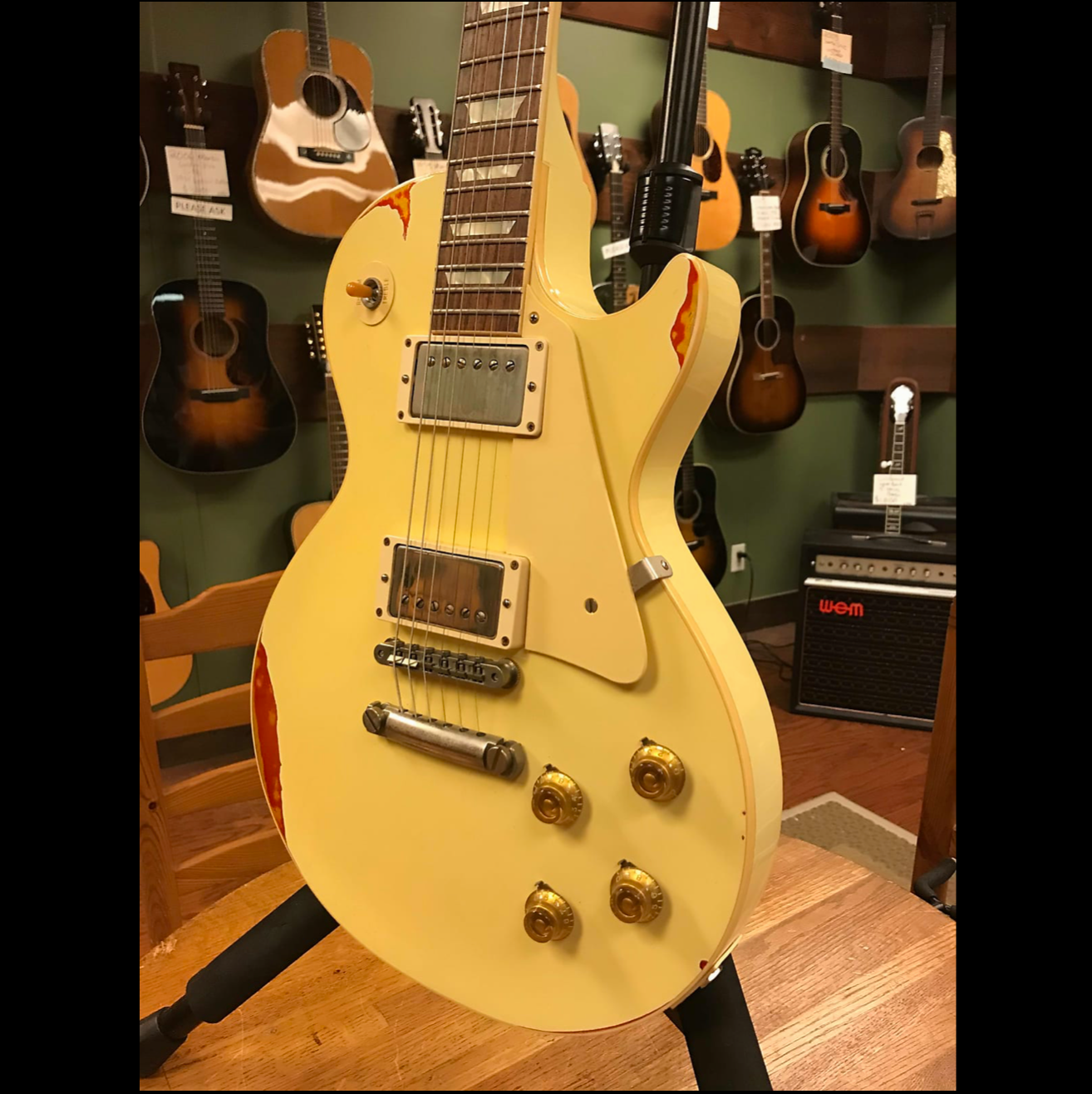 2017 Gibson Custom Shop Les Paul Standard Painted Over Classic White over Cherry Sunburst R8