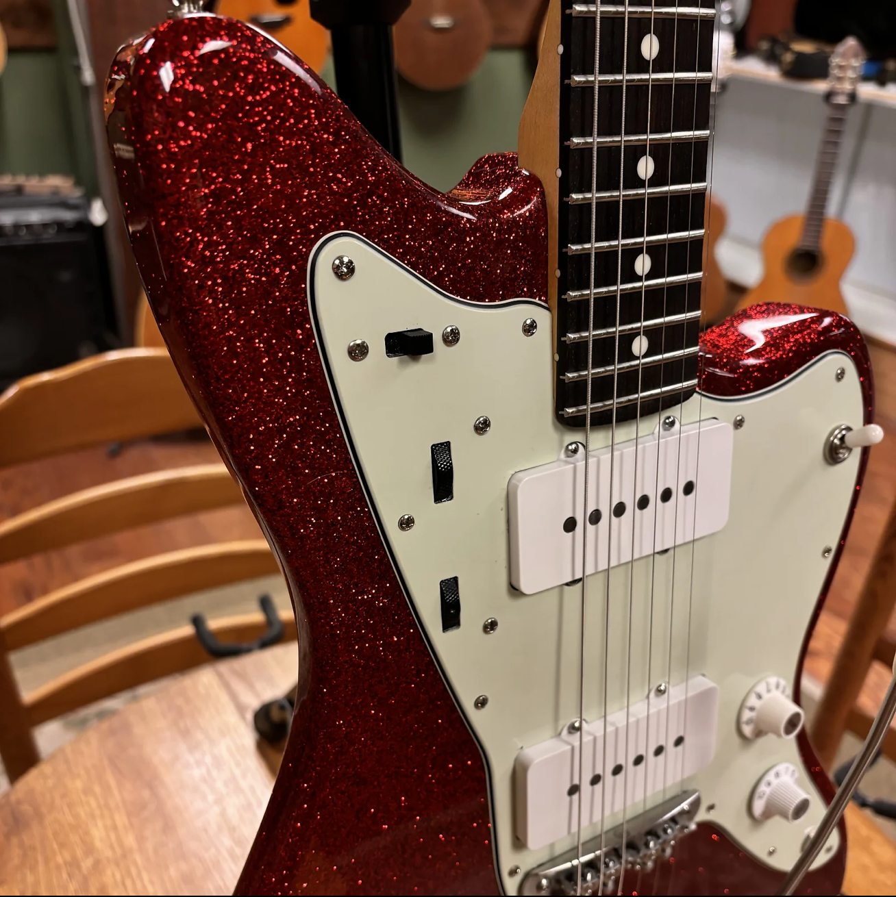 Berly J Style Reverse Headstock Red Sparkle Authorized Dealer