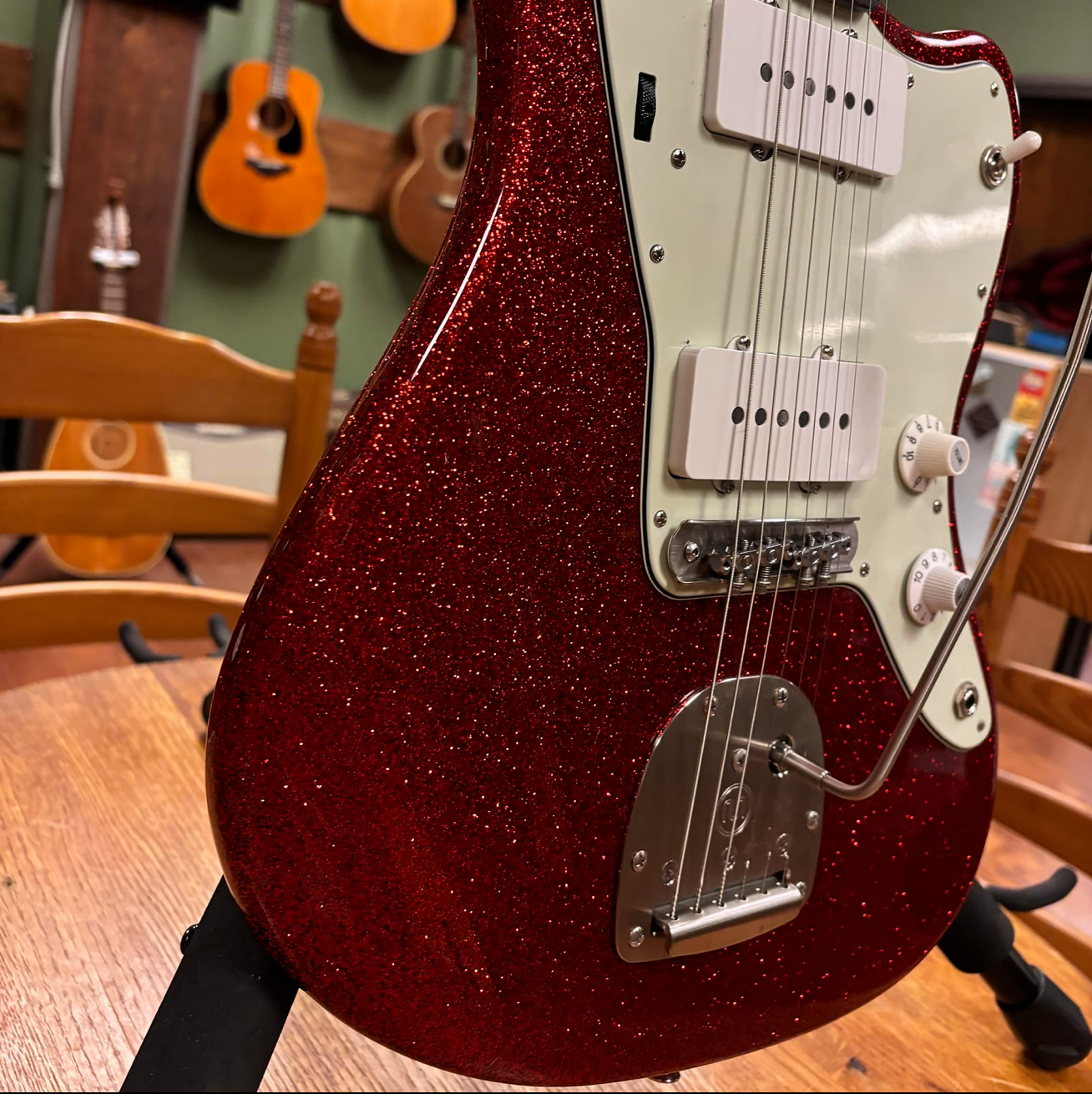 Berly J Style Reverse Headstock Red Sparkle Authorized Dealer