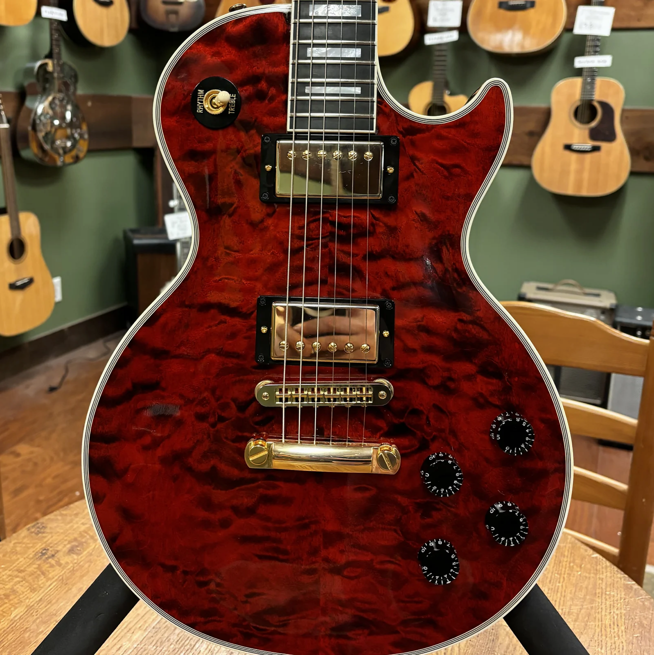 2017 Gibson Custom Shop Les Paul Custom AAA Quilt Top Red Tiger